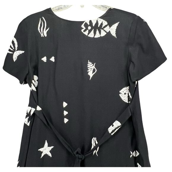Vintage Connie Choi Dress Womens M Black Fish Shell Nautical Resort Coconut Girl - Picture 6 of 15